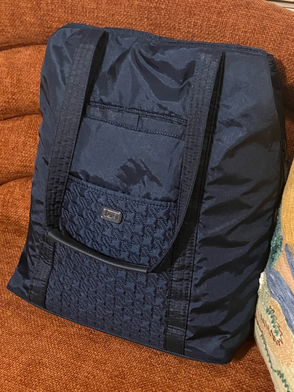 lug Navy Quilted Nylon North South Runner Tote